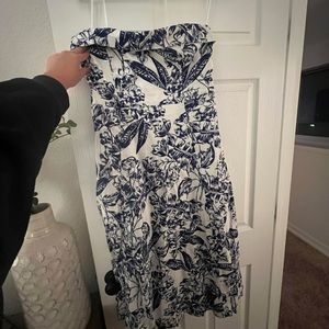 ABERCROMBIE & FITCH | Strapless Linen-Blend Midi Dress